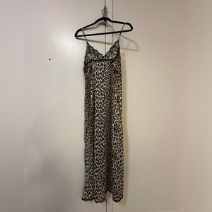 Rare Vintage Vanity Fair Leopard Print and Lace Slip Dress Nightgown